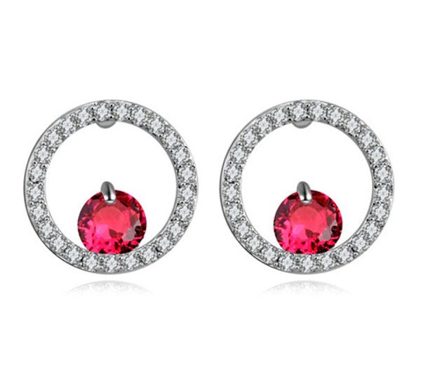 

studs earrings fashion women exquisite zircon platinum plated geometric circles earrings jewelry wholesale ter062, Golden;silver