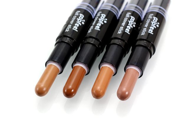 Popfeel 4 Cores Concealer Vara Double-ended Contour Ocultar Blemish Dark Circle Creme Corretivo Camuflagem Cosméticos Fundação Vara