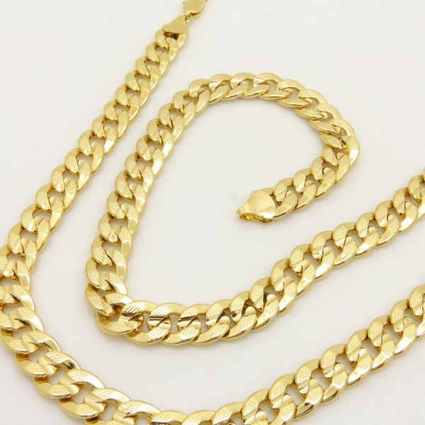 

trendy 18k yellow gold filled patterned curb chain link for women men, Silver