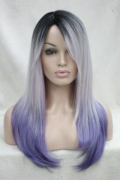 Charming Beautiful Fashion Heat Ok Ombre Black Root With White And