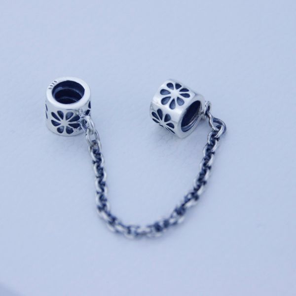 

original 925 sterling silver safety chain bead petal charm fit pandora bracelet diy fashion christmas gift women wholesale fashion 1pc/lot, Black