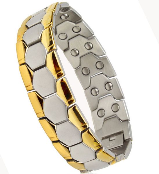 Banda de largura de alta qualidade jóias masculinas Energia de saúde Link Cadeia de pulseira magnética Fitness Moda benefício de ímã Bracelets de saúde 21 cm de comprimento