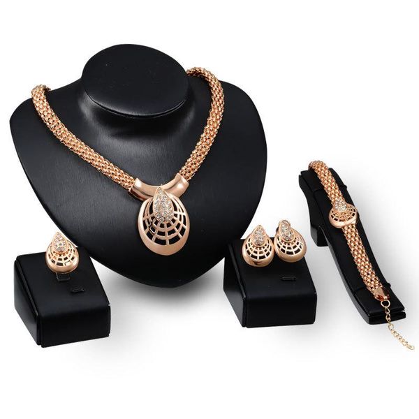 Conjunto de joias de dama de honra colar de casamento correntes de ouro pulseira brincos indiano africano Dubai joias de ouro 18k conjuntos de joias de festa