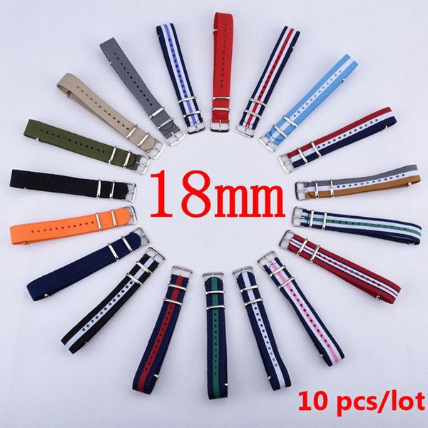 

wholesale-wholesale 10pcs/lot 18 mm watchband multicolor nato strap watch band 18mm waterproof watch strap, Black;brown