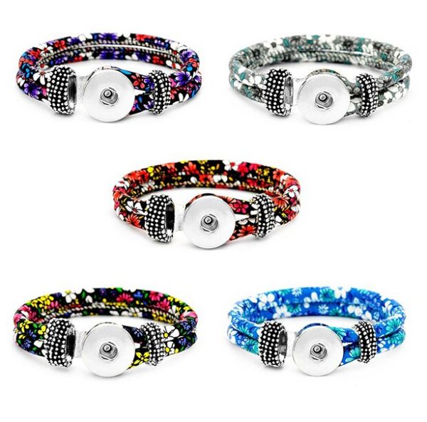 

bohemian 18mm metal snap pu leather flower button bracelet carter love bangle wrist watches for women sl8001, Golden;silver