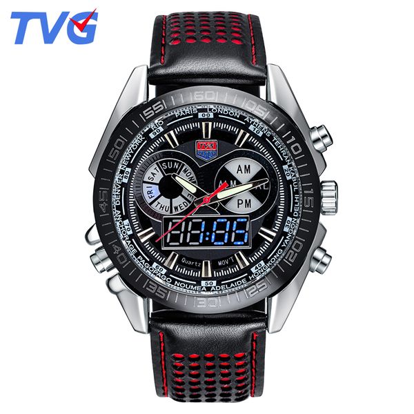 

selling brand tvg men full steel watches led digital quartz chronograph watch waterproof dive sports military watches, Slivery;brown