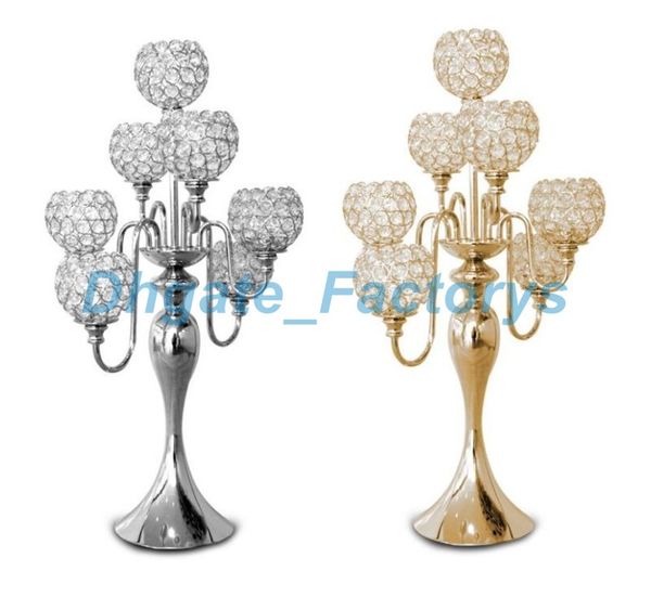 

Cry tal ilver gold candle holder metal candle tand for wedding candelabra centerpiece prop r x ma candle tick h 69cm