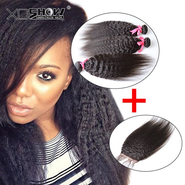 Raw Indian Best Quality Kinky Straight Weave With Closure Indian