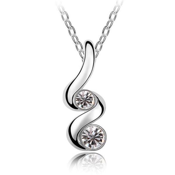 

lady bijoux fashion charm jewelry crystal pendant necklace for women branded design alloy 18k white gold plated 5394, Silver