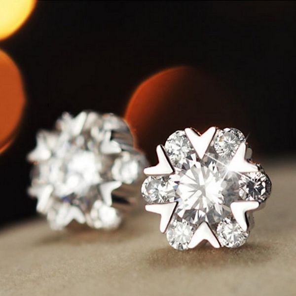 Vecalon Echtes 925 Sterling Silber Ohrringe für Frauen 1ct Diamant Cz Weibliche Party Hochzeit Stud Ohrringe Modeschmuck