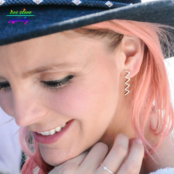 

wholesale- 2017 new brief gold/silver plated wave hoop earrings bijoux ear climber, Golden;silver