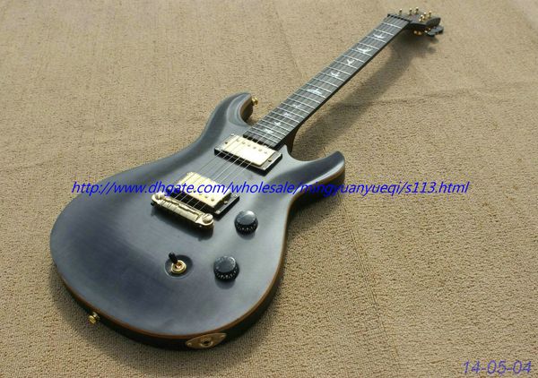 

new brand electric guitar see thru black.arc cnc shape solid flame maple board