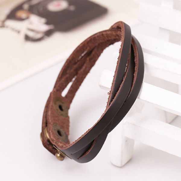 

wholesale-2016 new vintage snap bracelet men / women adjustable leather wrap bracelets & bangles fashion pulseira masculina jewelry np1781, Golden;silver