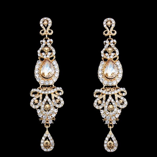 

wholesale-big long gold earring gold plated wedding earring for brides bridesmaids big large earrings for women brincos grandes ersh41, Silver