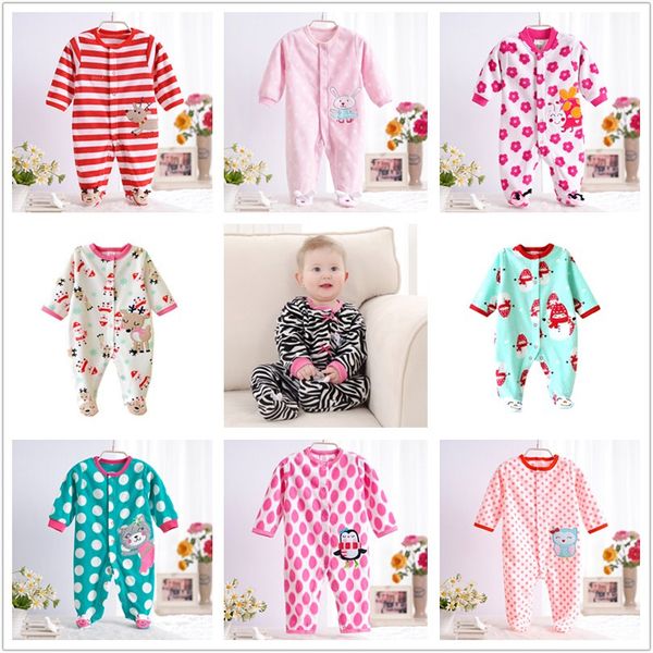 

0-12m autumn fleece baby rompers cute pink baby girl boy clothing infant baby girls clothes jumpsuits footed coverall, Blue