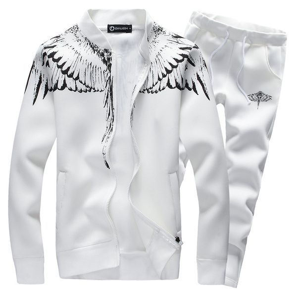 

wholesale-brand-clothing menswear fashion tracksuit casual sports suit mens spring/autumn hoodies/sweatshirts coat+pant tracksuit, Black