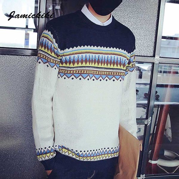 

wholesale-2016 new arrival jamickiki brand knit cashmere sweater men mens fashion printing o-neck long sleeve pull homme, White;black