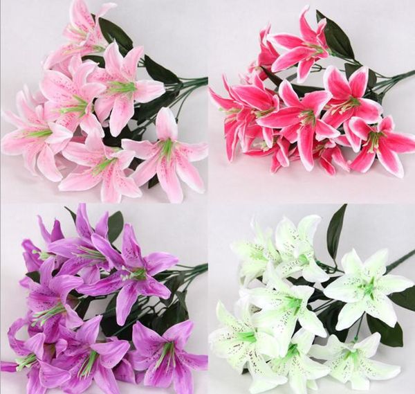 5 Букеты 10 глав Искусственное Handmade цветок лилии или Свадебный букет невесты Главная украшения