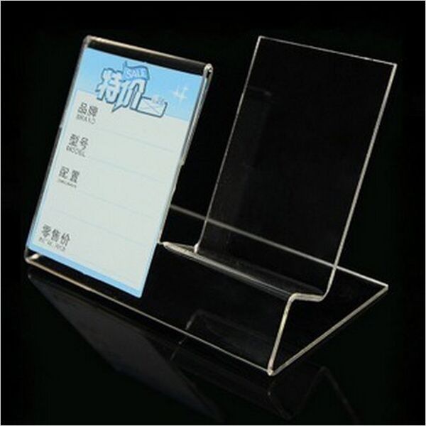 

10pcs clear acrylic mobile cell phone display stand holder rack can be put label