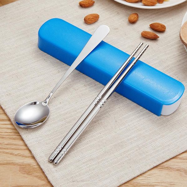 

wholesale- orz tableware set with box portable stainless steel spoon and chopstick travel set camping boxes dinnerware set
