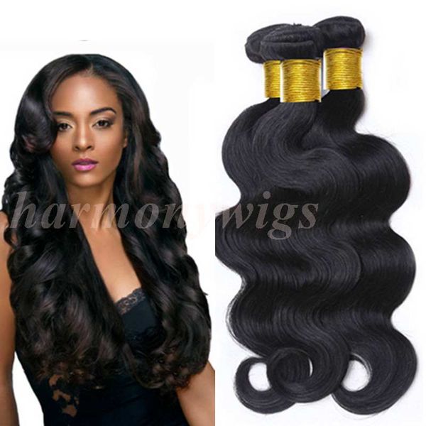 

virgin peruvian hair hundles human hair weaves wefts body wave 100% unprocessed brazilian indian mongolian cambodian human hair extensions, Black