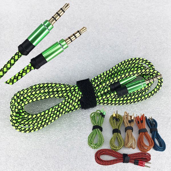 

6 colors Male Braided Stereo Audio Auxiliary AUX Cable Cord PC Car Phone For iphone Samsung Galaxy Cellphone tablet, speaker, ipod ipad