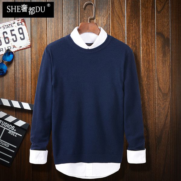 

wholesale-two pure color cultivate one's morality pullovers -based render unlined upper garment contracted teenagers fall 2016 men, White;black