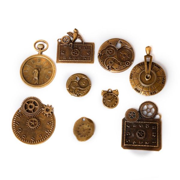 

new 18pcs/lot zinc alloy antique bronze plated clock charms vintage tibetan pendants diy bracelet necklace jewelry making diy, Bronze;silver