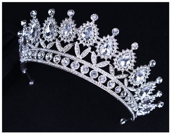 Luxus Silber Kristalle Hochzeit Kronen Perlen Braut Diademe Strass Kopfschmuck Stirnband Günstige Haarschmuck Festzug Crown274j