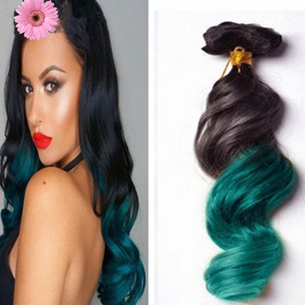 Colorful 1b Green Ombre Hair Extensions 3 Bundles Black And Green