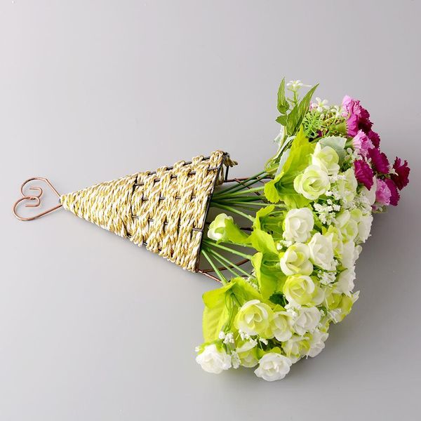New Lovely Handmade Sector Wall Hanging Basket Frame Fake Flower New Lovely Handmade Sector Wall Hanging Basket Frame Fake Flower Vase Cafe Office Home Decor Randomly