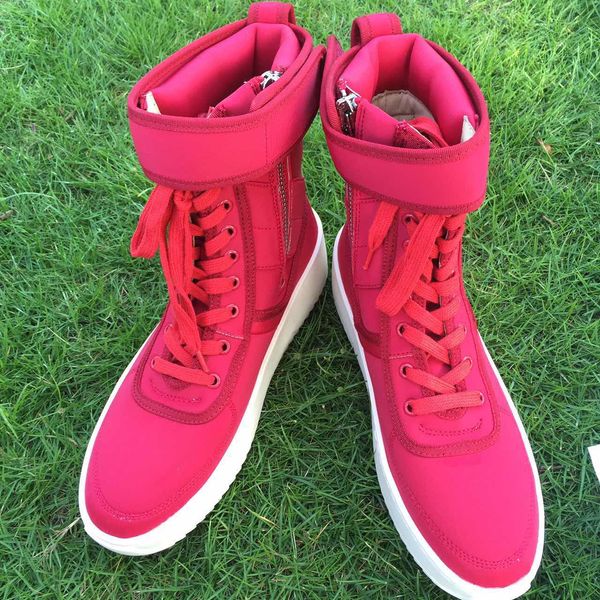 

Fog boots Red Black Grey 2017 season 5 fear of god Boots With Box military boots platform Men women leather shoes size 36-45