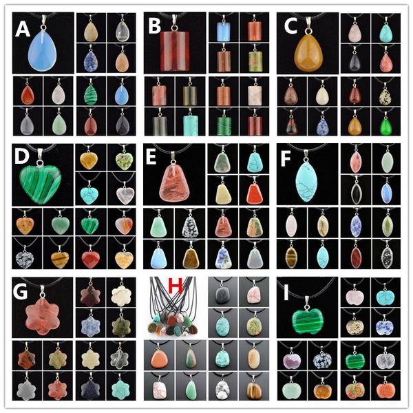 

Смешанный 9 стиль мода мульти прелести натуральная кожа натуральный камень кулон