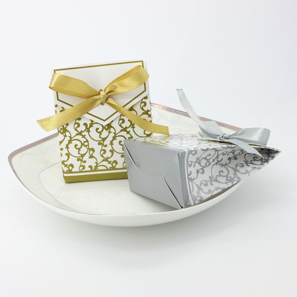 

100pcs gold candy boxes wedding faovrs christmas anniversary party gift box or silver color