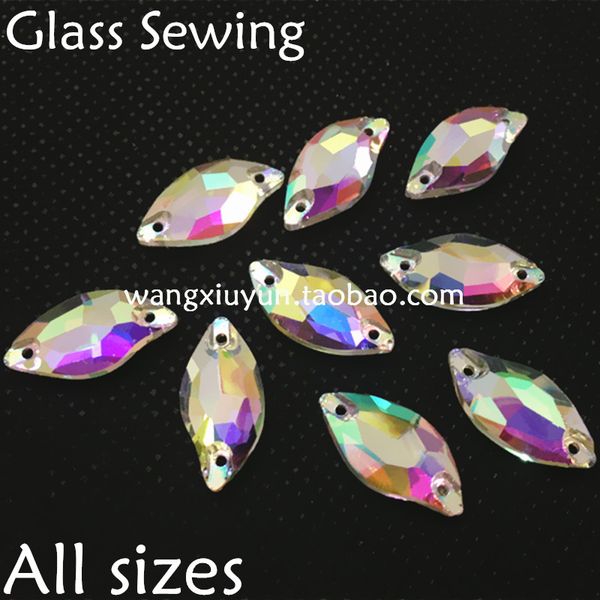 

9x20mm 14x30mm лист Кристалл шить на горный хрусталь AB цвет красоты Рыбы швейные стекло камень для платья