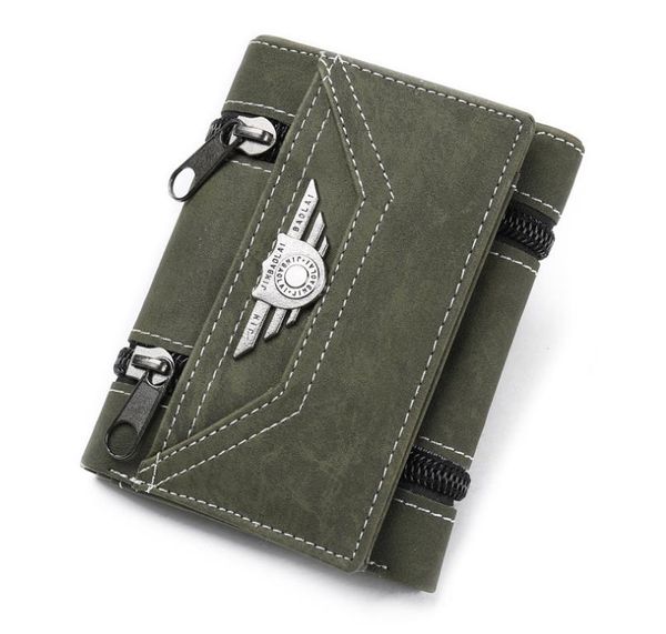 

sports army canvas vintage wallet fashion wallets men's pockets card clutch cente mility zipper bifold purse casual for men, Red;black