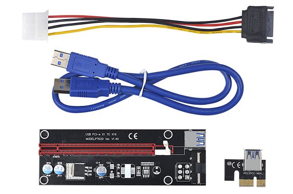 

pci-express x1 to x16 extender cable with big 4pin power supply and usb 60cm| pcie 1x to 16x riser card adapter | for bitcoin mining