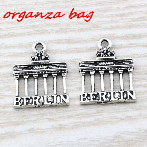 

MIC 100pcs Ancient silver zinc alloy Brandenburg Gate Berlin Landmark Trip charm Pendants 18x 23.5mm DIY Jewelry A-105