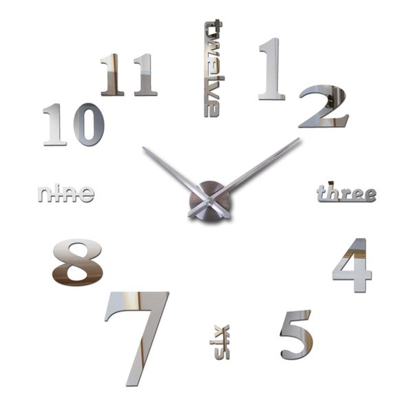 

wholesale-2016 3d clocks horloge watch sale new diy acrylic mirror wall clock home decoration quartz modern living room ing