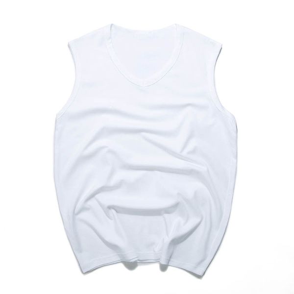 

2017 18 white v-neck no sleeve t-shirt, White;black