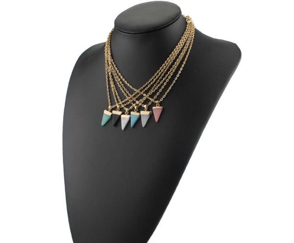 

kite nature stone necklace , durzy gold plated triangle quadrihedron, 6 colors, cute gift , and hign quality, Silver