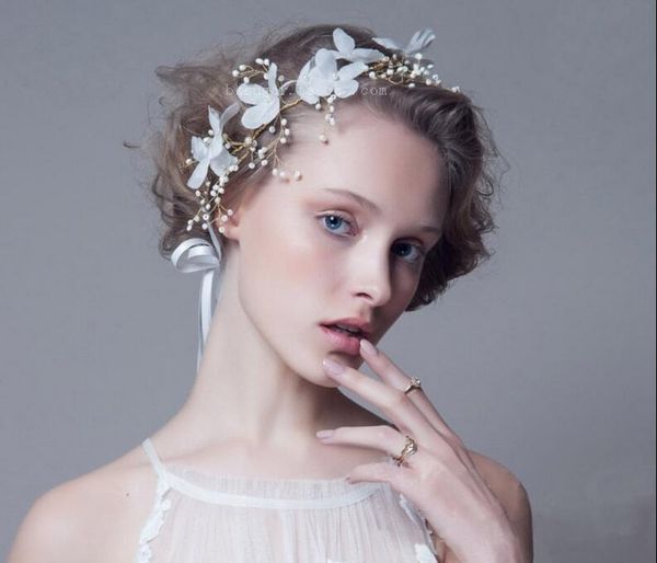 Lindo Casamento Acessórios Para o Cabelo De Noiva Mais Baratos Feitas À Mão Flores De Metal Cabeça De Flor De Seda Cadeia Indiano Mulheres Cabelo Jóias