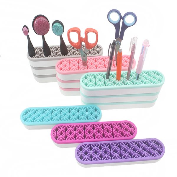 

nice multipurpose silicone home & office & beauty salon tools scissors pens holder standing storage organizer makeup brush display stand
