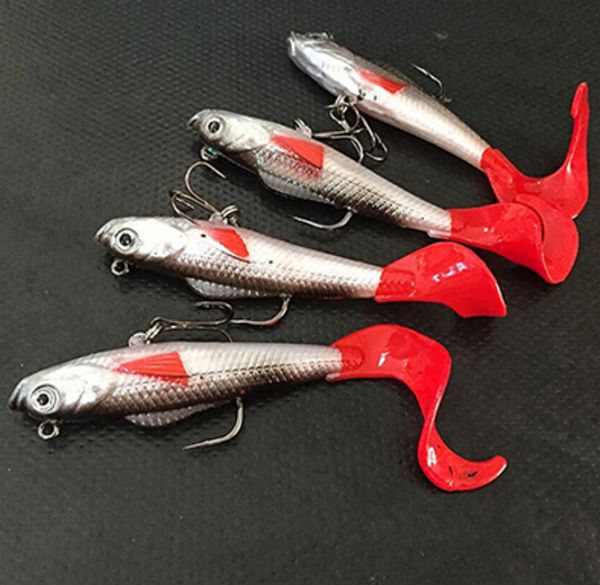 

lead head soft fishing lures long t tail fishing lure sharp treble hook soft bait fishing tackle 10cm 9.3g ing