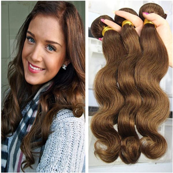 

brazilian medium brown hair extensions body wave human hair wefts 3pcs chocolate brown brazilian hair weave bundles pure #4 color, Black;brown