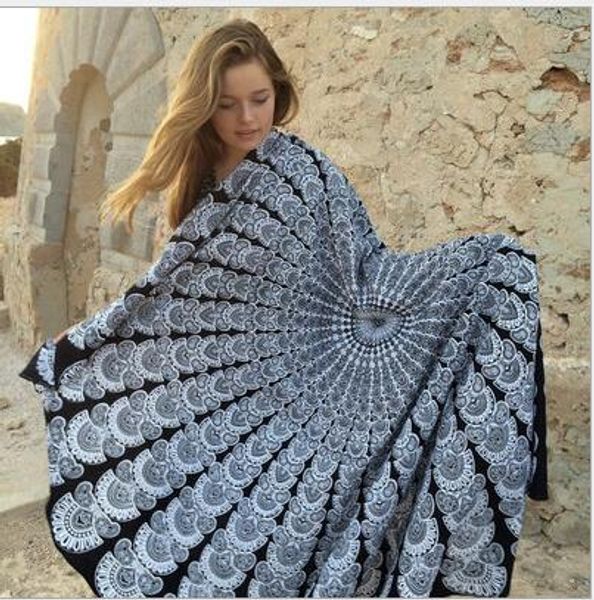 

summer round chiffon lotus flower mandala indian tapestry wall hanging floral printed beach throw towel hippie gypsy yoga mat blanket