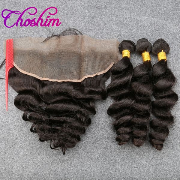 

Choshim sloveHair Weft Frontal Brazilian Unprocessed Remy Hair Loose Wave 13X4 Ухо к ушному кружевному замку с пакета