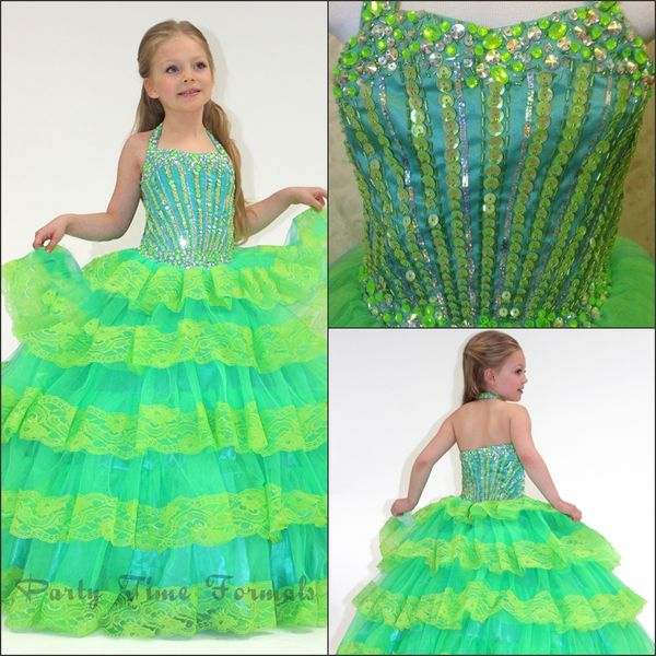 

2020 rachel allan lace rhineston cascading ruffles children' pageant dress brands flowergirl dresses for little toddlers size hy1136, White;red