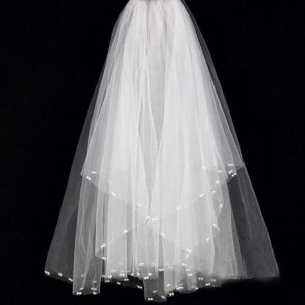 

stunning bridal veil short soft tulle wedding brides veils with exquisite pearls ivory bridal accessories, Black