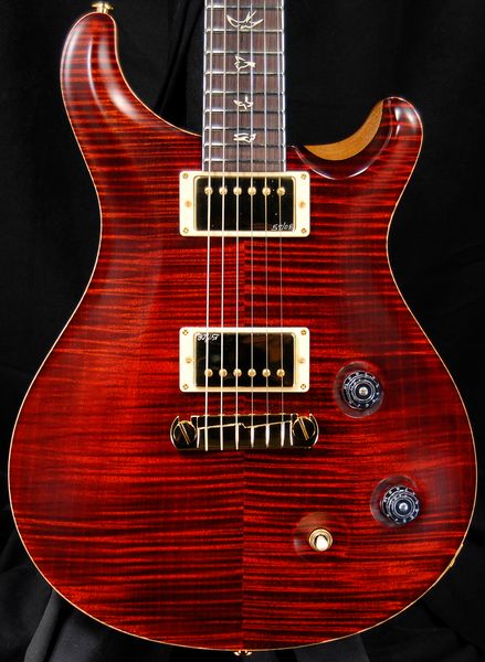 

paul reed me ii 25th fire red flame maple electric guitar white mop birds fingerboard inlay gold hardware